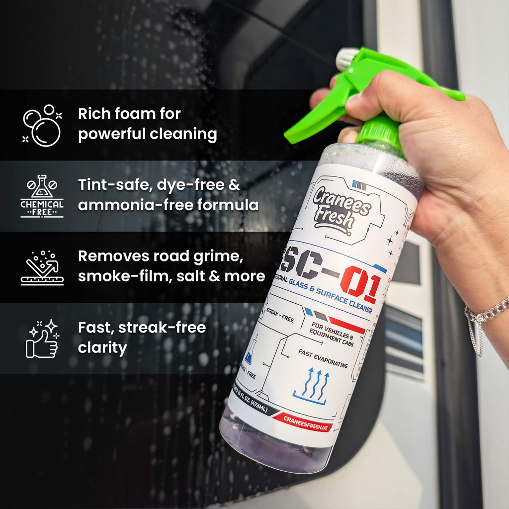 GSC-01 Professional Glass Cleaner – Streak Free Window and Surface Cleaner for Cars, Trucks, and Home – Ammonia-Free & Tint Safe – Crystal Clear Shine for Windshields, Mirrors, and Glass Doors