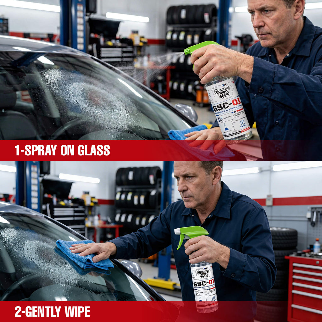 GSC-01 Professional Glass Cleaner – Streak Free Window and Surface Cleaner for Cars, Trucks, and Home – Ammonia-Free & Tint Safe – Crystal Clear Shine for Windshields, Mirrors, and Glass Doors