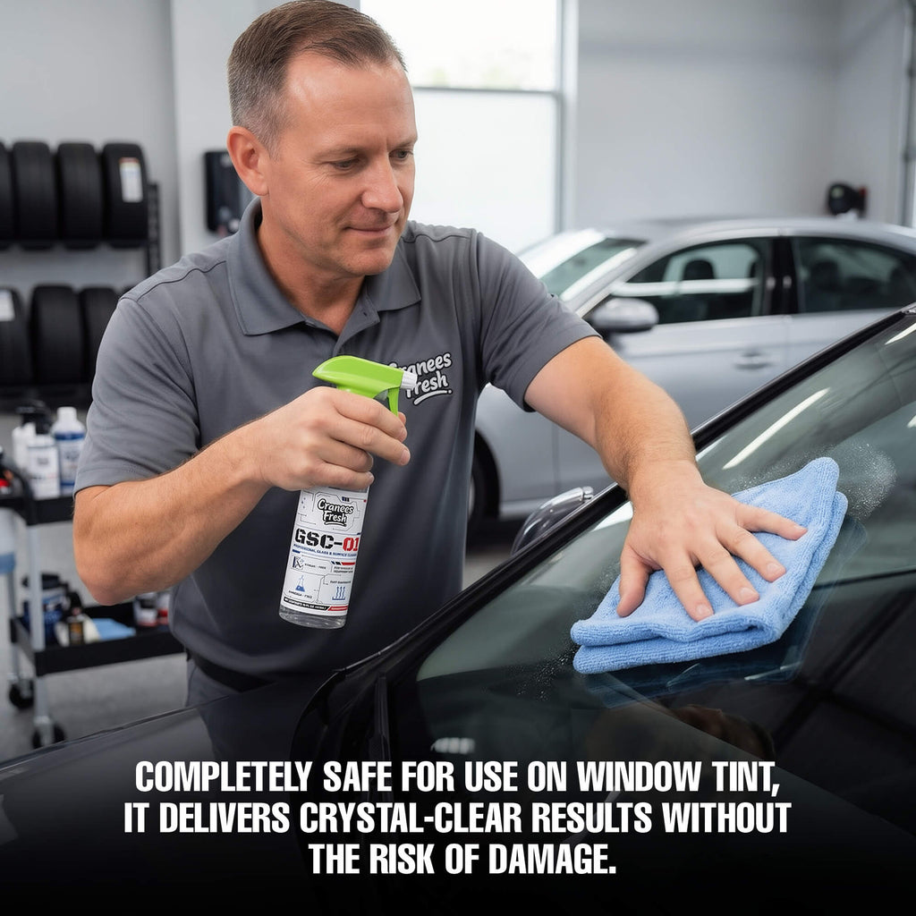 GSC-01 Professional Glass Cleaner – Streak Free Window and Surface Cleaner for Cars, Trucks, and Home – Ammonia-Free & Tint Safe – Crystal Clear Shine for Windshields, Mirrors, and Glass Doors