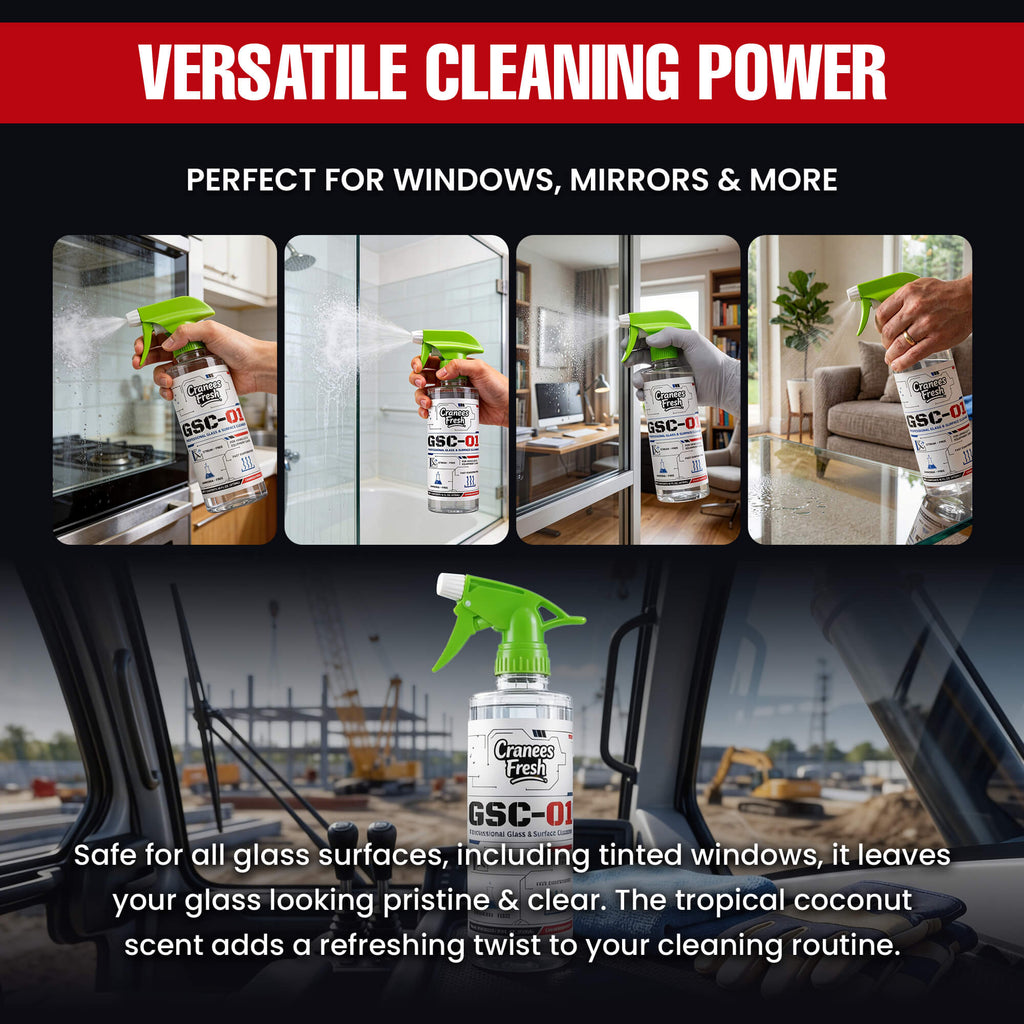 GSC-01 Professional Glass Cleaner – Streak Free Window and Surface Cleaner for Cars, Trucks, and Home – Ammonia-Free & Tint Safe – Crystal Clear Shine for Windshields, Mirrors, and Glass Doors