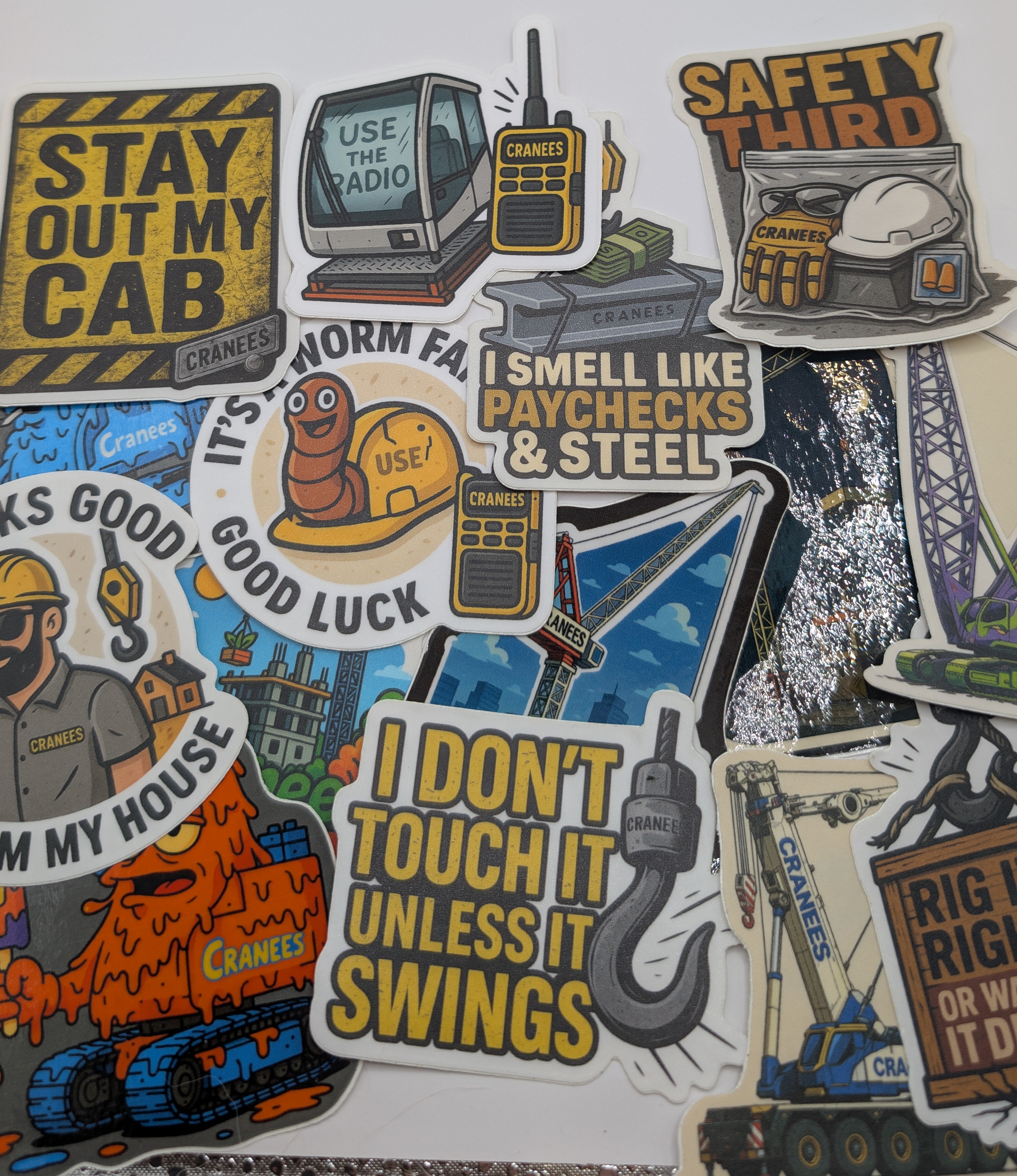 Cranees Jobsite Sticker Pack – Crane Operator Stickers – Cranees Fresh