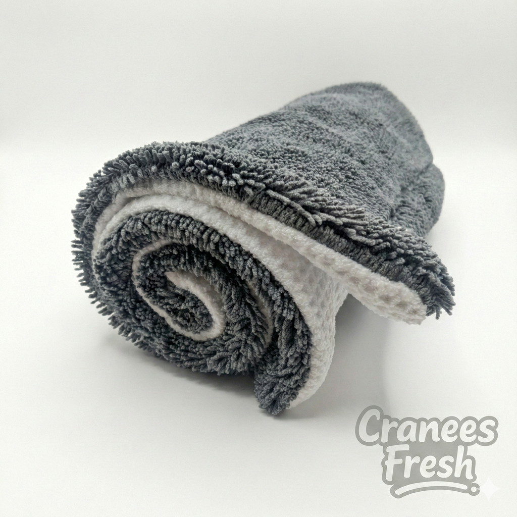 Cranees Fresh Glass Cleaning Towel - Double Sided Microfiber, Streak-Free, Machine Washable