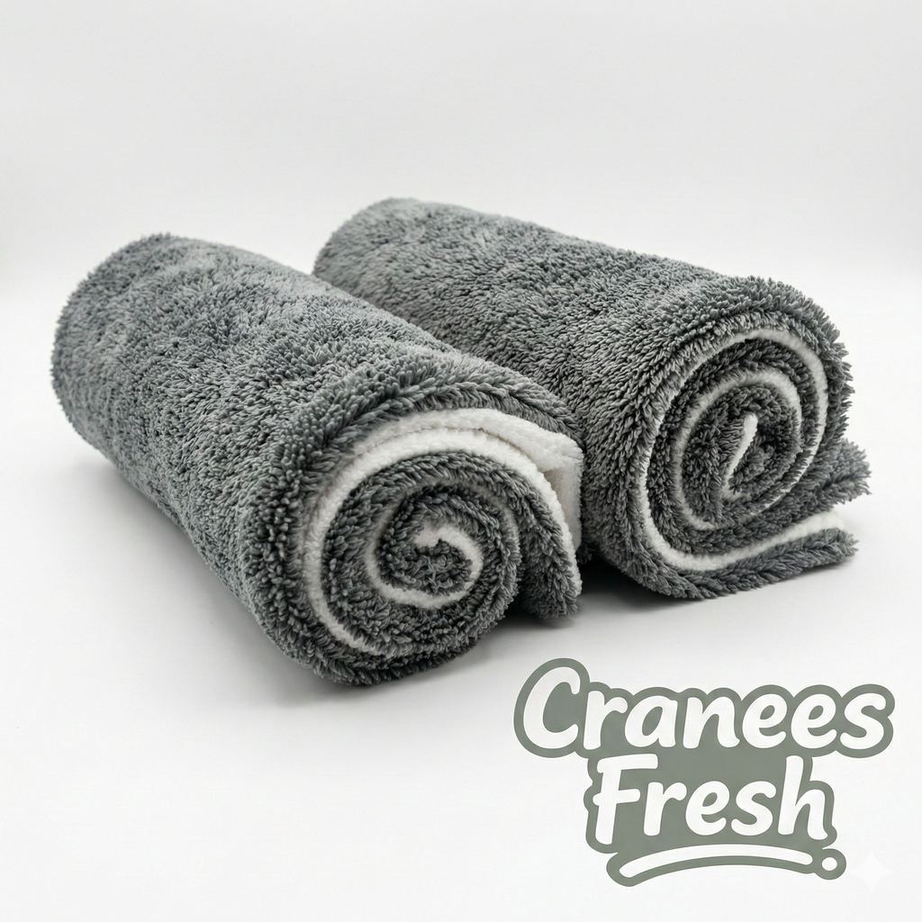 Cranees Fresh Glass Cleaning Towel - Double Sided Microfiber, Streak-Free, Machine Washable